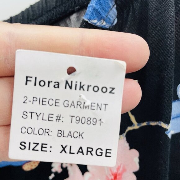 Flora by Flora Nikrooz Womens Size XL Pull On Floral Print Pajama Pants in Black - Picture 5 of 7